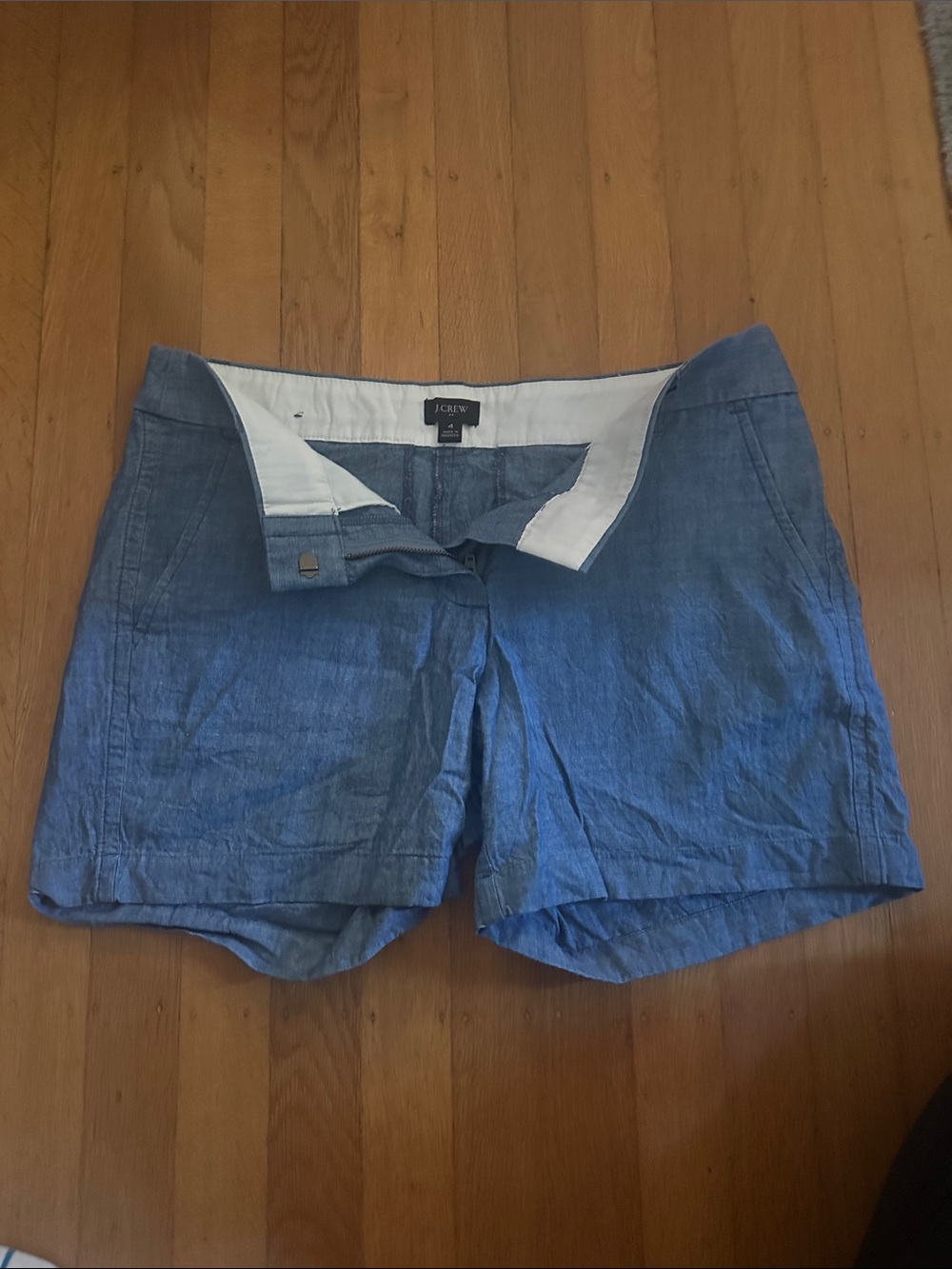J. Crew Chambray Blue Linen-Blend Women's Shorts